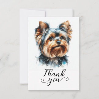 Carte De Remerciements Illustration artistique d'un Yorkie Yorkshire Terr