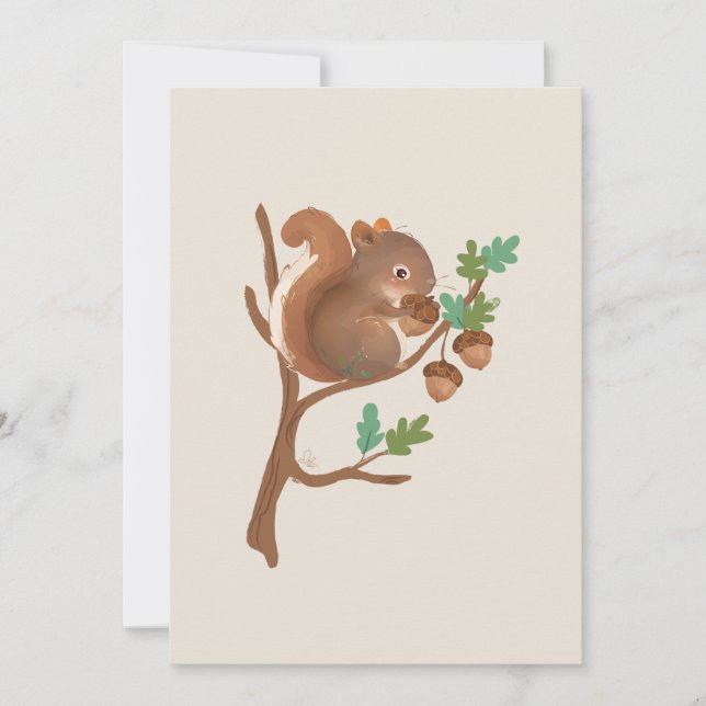 Carte De Remerciements Illustration d'animal de forêt de boisécureuil (Devant)