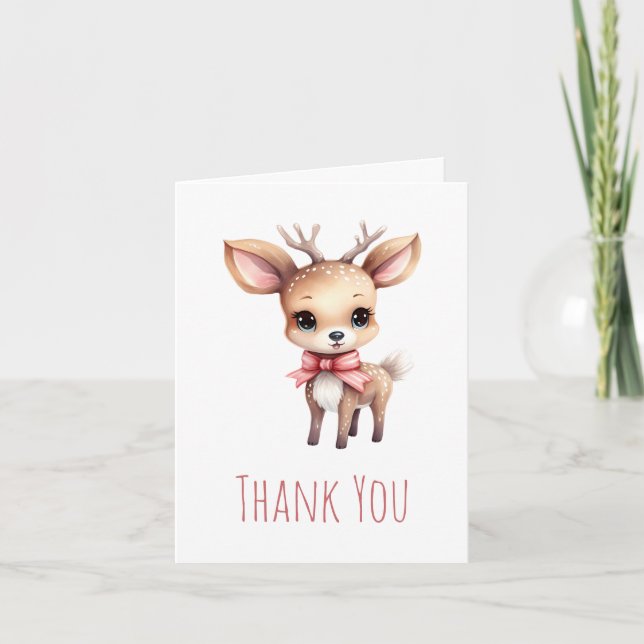 Carte De Remerciements Illustration de dessin animé de cerfs de bébés mig (Devant)