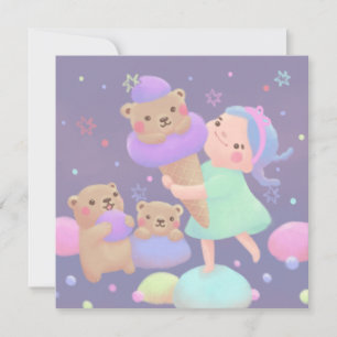 Carte De Remerciements Illustration de glace Sweet Bear