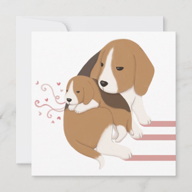 Carte De Remerciements Illustration de maman et bébé Beagle mignonne (Devant)