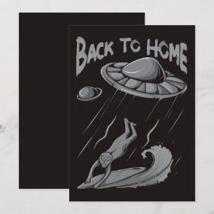 Carte De Remerciements Illustration de surf pour alien avec retour à la m