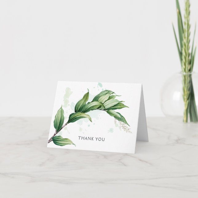 Carte De Remerciements Illustration de verdure Aquarelle vierge (Devant)