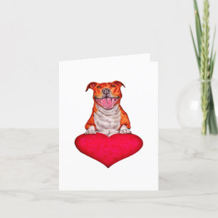 Carte De Remerciements Illustration du coeur de l'amour Pit Bull souriant