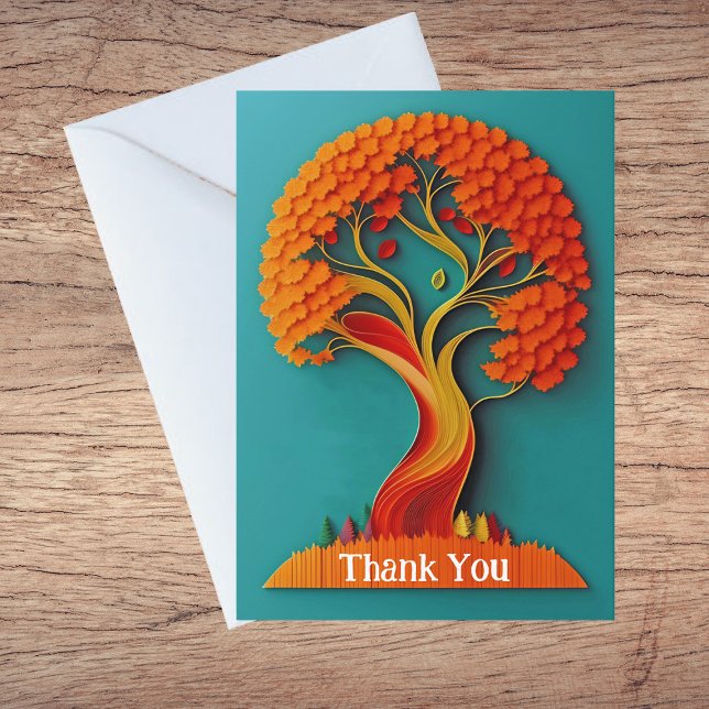 Carte De Remerciements Illustration du recouvrement d'arbres oranges d'au (Créateur téléchargé)
