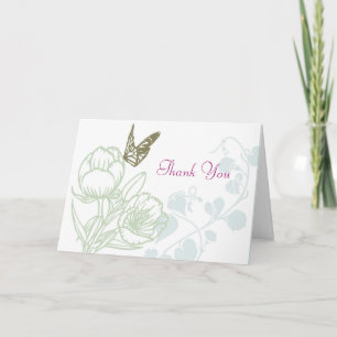 Carte De Remerciements Illustration Flora & Butterfly Spring Wedding