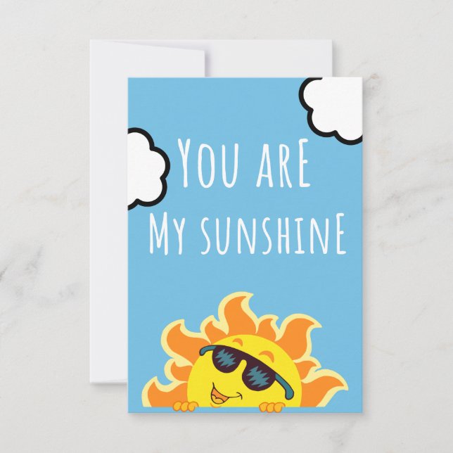 Carte De Remerciements Illustration Sun 'You Are My Sunshine' | Ciel mign (Devant)