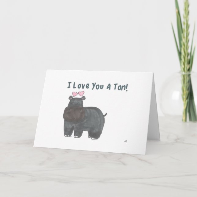 Carte De Remerciements ILU Hippo I Love You Card (Devant)