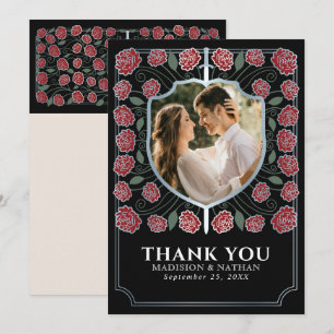 Carte De Remerciements Imaginaire médiéval Silver Sword Shield Mariage