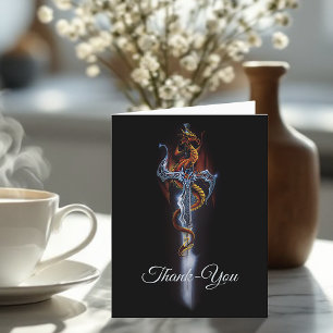 Carte De Remerciements Imaginaire Rose Red Dragon Sword