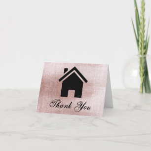 Carte de remerciements immobilier rose Gold