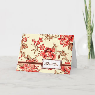 Carte De Remerciements Impression vintage rouge florale