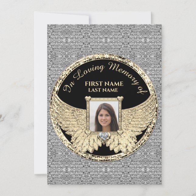 Carte De Remerciements In Love Memory Photo Silver and Gold   (Devant)