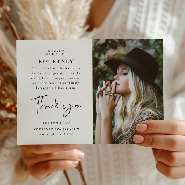 Carte De Remerciements In Loving Memory Custom Photo & Message Sympathy  (Créateur téléchargé)