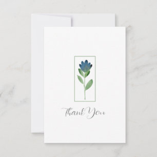 Carte De Remerciements Indigo Blue, Aquarelle verte Fleur Abstraite