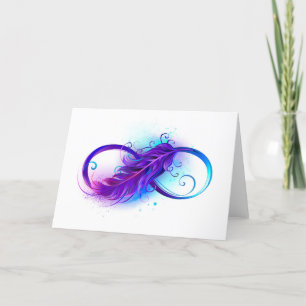 Carte De Remerciements Infinity with purple feather