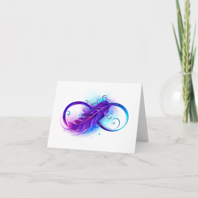Carte De Remerciements Infinity with purple feather (Devant)