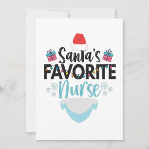 Carte De Remerciements Infirmière de Noël Soignant Le Favori de Santa Drô