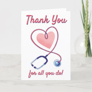 Carte De Remerciements Infirmière Docteur Coeur Médicale Stéthoscope Infi