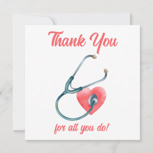 Carte De Remerciements Infirmière Docteur Coeur Médicale Stéthoscope Infi