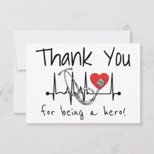 Carte De Remerciements Infirmière Docteur en cardiologie Stéthoscope Soin