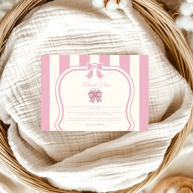 Carte De Remerciements Infirmière Fancy Coquette Pink Bow Graduation (Créateur téléchargé)
