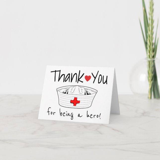 Carte De Remerciements Infirmière Médicale Casquette en soins infirmiers  (Devant)