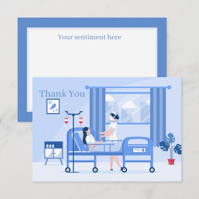 Carte De Remerciements Infirmière mignonne ajouter sentiment (Devant / Derrière)