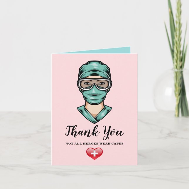 Carte De Remerciements Infirmière rose Médicale Thème (Devant)