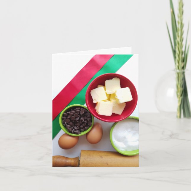 Carte De Remerciements Ingrédients de cuisine de vacances chocolat et suc (Devant)