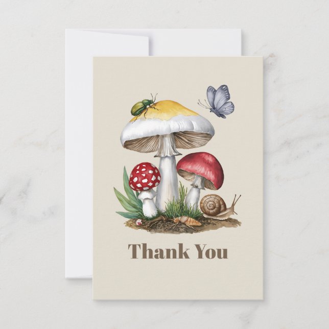 Carte De Remerciements Insectes Champignon Forêt Nature (Devant)