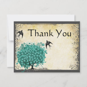 Carte De Remerciements Inséparable médiéval de feuilles de coeur vert
