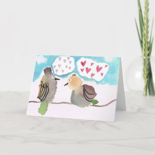 Carte De Remerciements Inséparables - Oiseaux de Lovey-Dovey dans une suc