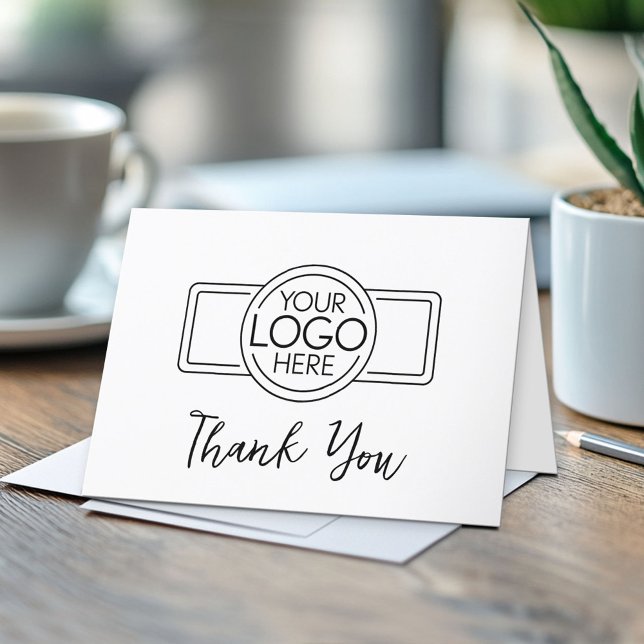 Carte De Remerciements Insérer votre logo à l'avant - Code QR Retour (Custom Logo Thank You Note Card - Optional QR Code on Back)