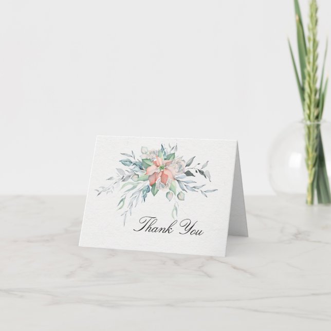 Carte De Remerciements Inspiration Aquarelle de Noël Poinsettia (Devant)