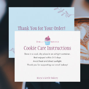 Carte De Remerciements Instructions de soin de Cupcake scandinave Cookie