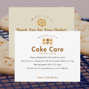 Carte De Remerciements Instructions de soin pour gâteau sur présentoir à