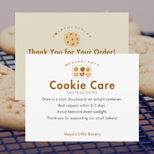 Carte De Remerciements Instructions de soin pour les cookies mignons sur 