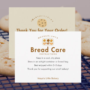 Carte De Remerciements Instructions de soin pour les cookies mignons sur 