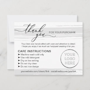 Carte De Remerciements Instructions de soin simples pour les entreprises