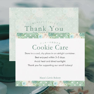 Carte De Remerciements Instructions d'entretien de cookie botanique vert