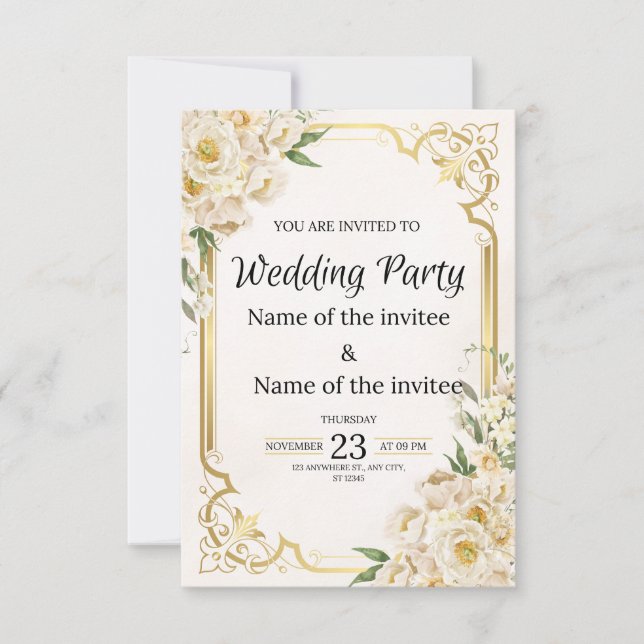 Carte De Remerciements "Invitations de mariage classiques" (Devant)