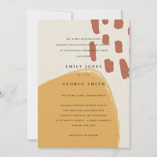 CARTE DE REMERCIEMENTS INVITE ABSTRAITE DE MARIAGE SCANDI DE L'ORANGE DE  (Devant)