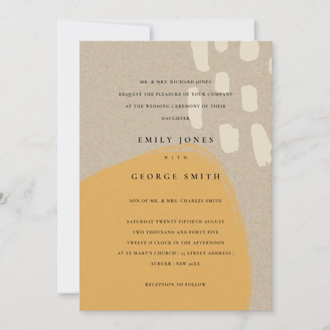 CARTE DE REMERCIEMENTS INVITE ABSTRAITE DE MARIAGE SCANDI DE L'ORANGE DE  (Devant)