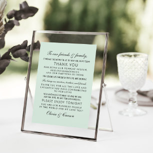 Carte De Remerciements Invité Mariage moderne à la menthe et au script no