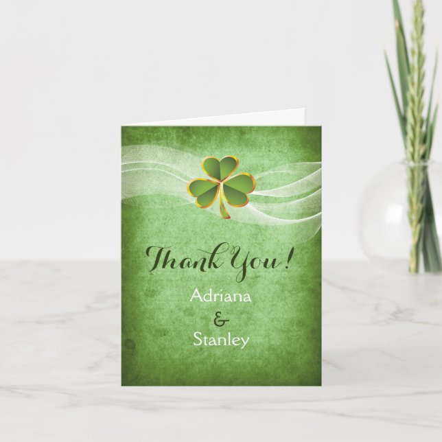 Carte De Remerciements Irish clover and veil wedding Thank you photo (Devant)
