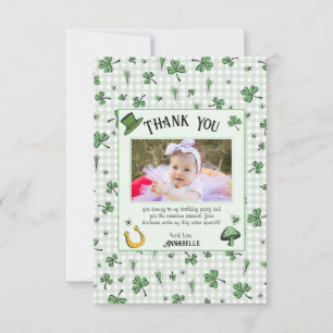 Carte De Remerciements Irlandais Green Clovers et Anniversaire de enfant