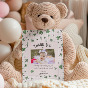 Carte De Remerciements Irlandais rose Clovers et Anniversaire de enfant d