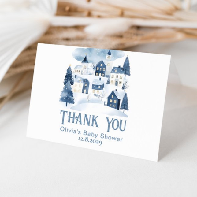 Carte De Remerciements It Takes a Village Winter Snow Baby Shower (Créateur téléchargé)