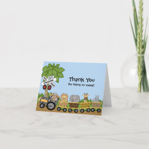 Carte De Remerciements It's a Jungle Baby Train Baby Shower Thank You